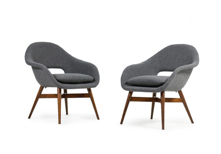 Beautiful Pair of 1960s Miroslav Navratil Chairs, New Upholstery