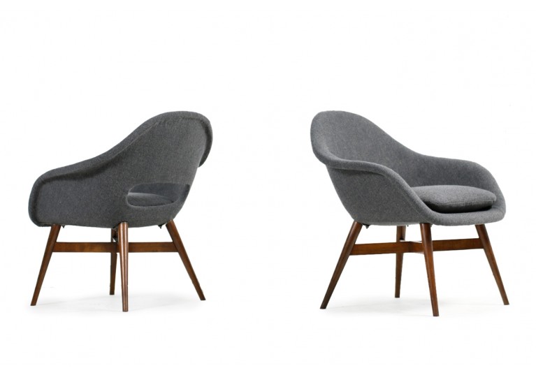 Beautiful Pair of 1960s Miroslav Navratil Chairs, New Upholstery