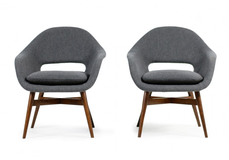 Beautiful Pair of 1960s Miroslav Navratil Chairs, New Upholstery