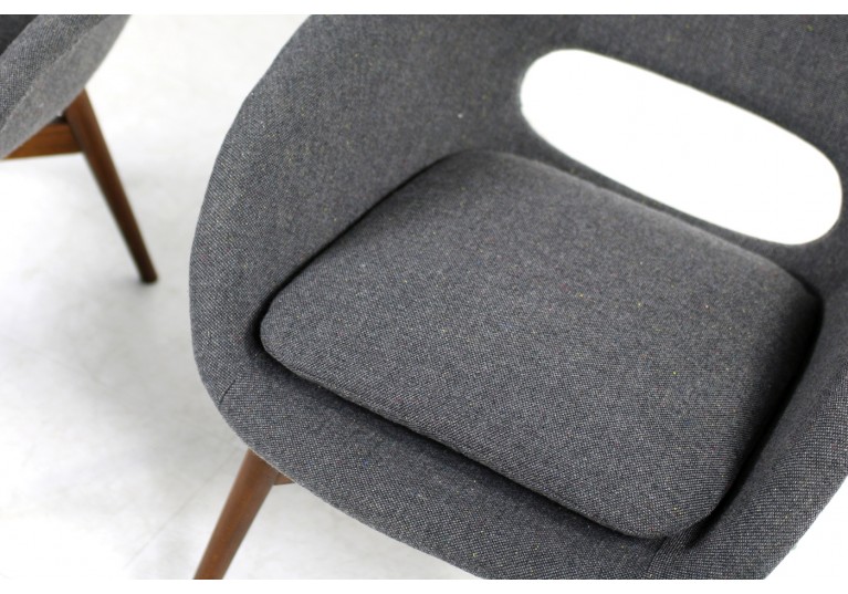 Beautiful Pair of 1960s Miroslav Navratil Chairs, New Upholstery