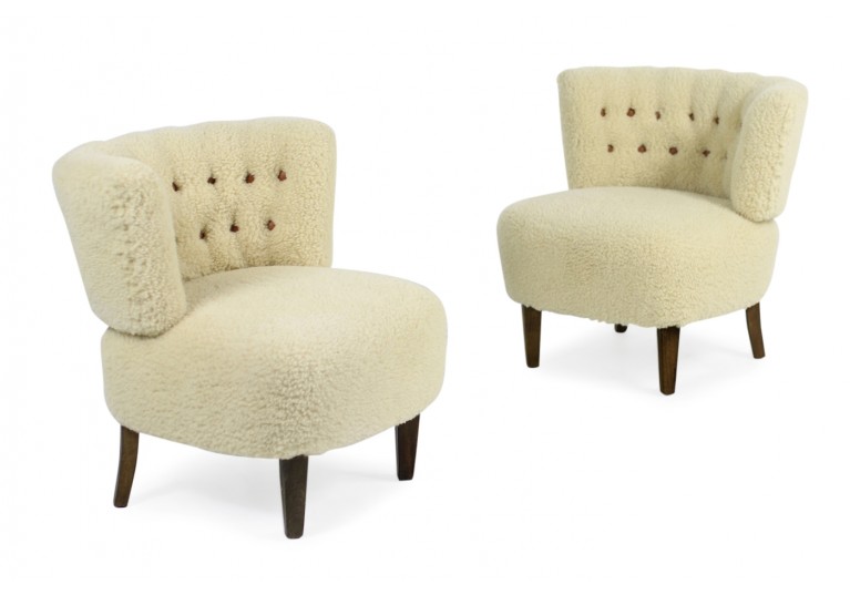 50er Sessel, Sheepskin & Leather, Otto Schultz, Boet, JIO Mobler, Schweden 