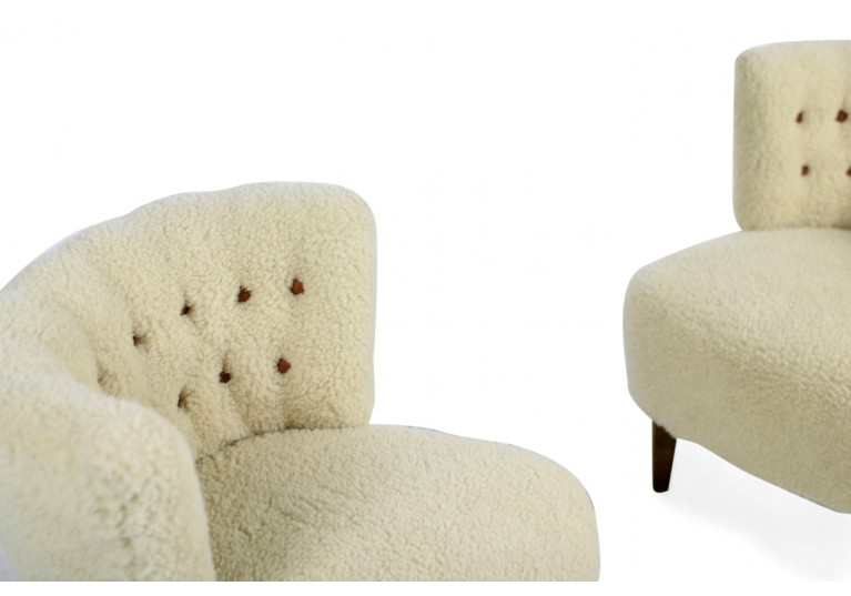 50er Sessel, Sheepskin & Leather, Otto Schultz, Boet, JIO Mobler, Schweden 