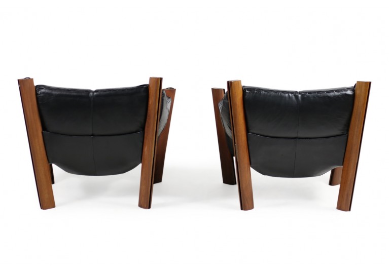 70er Sessel, Percival Lafer Ledersessel, Lounge Chairs, Brasilien