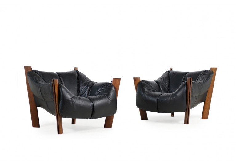 70er Sessel, Percival Lafer Ledersessel, Lounge Chairs, Brasilien