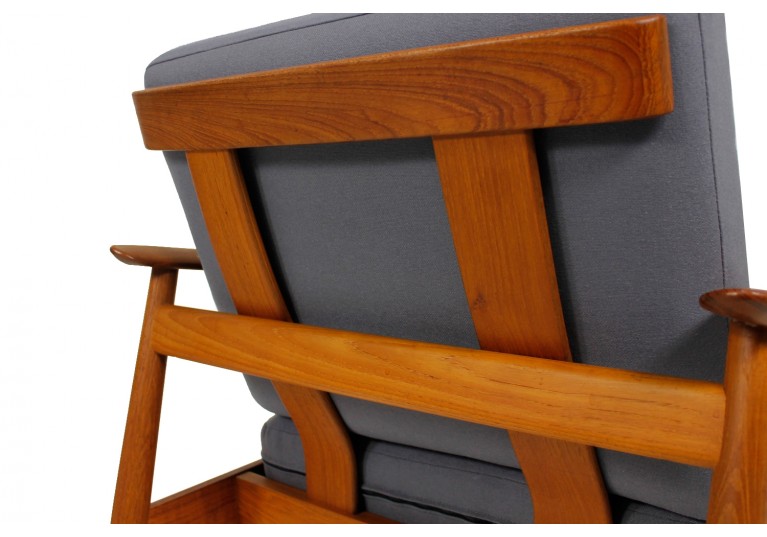 60er Teak Sessel, Arne Vodder, France & Son, danish modern easy chairs, Webstoff grau