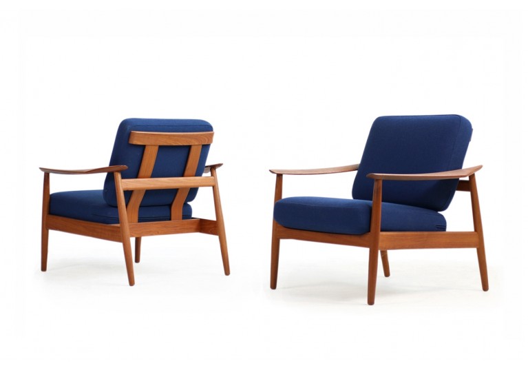 Arne Vodder 1960s Teak Easy Chairs Mod. 164 Danish Modern Design