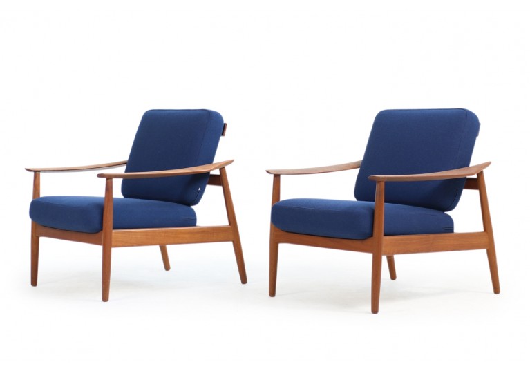 Arne Vodder 1960s Teak Easy Chairs Mod. 164 Danish Modern Design