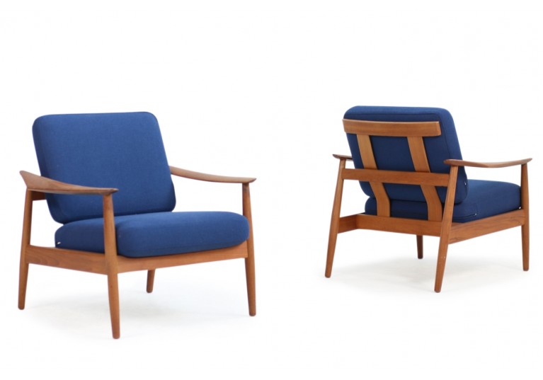 Arne Vodder 1960s Teak Easy Chairs Mod. 164 Danish Modern Design
