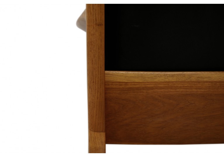 1960s Danish Modern Ole Wanscher Easy Chair Teak & Black Leather No. 3