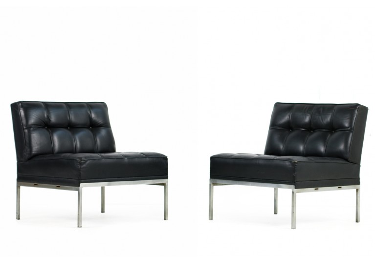 Pair of 1960s Johannes Spalt Constanze Leather Chairs Wittmann
