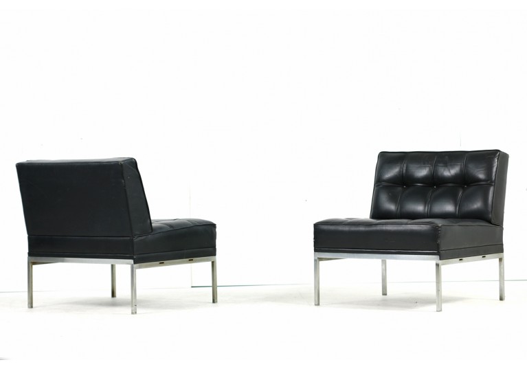 Pair of 1960s Johannes Spalt Constanze Leather Chairs Wittmann