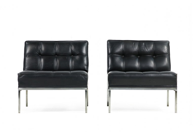 Pair of 1960s Johannes Spalt Constanze Leather Chairs Wittmann