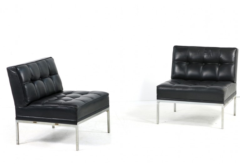 Pair of 1960s Johannes Spalt Constanze Leather Chairs Wittmann