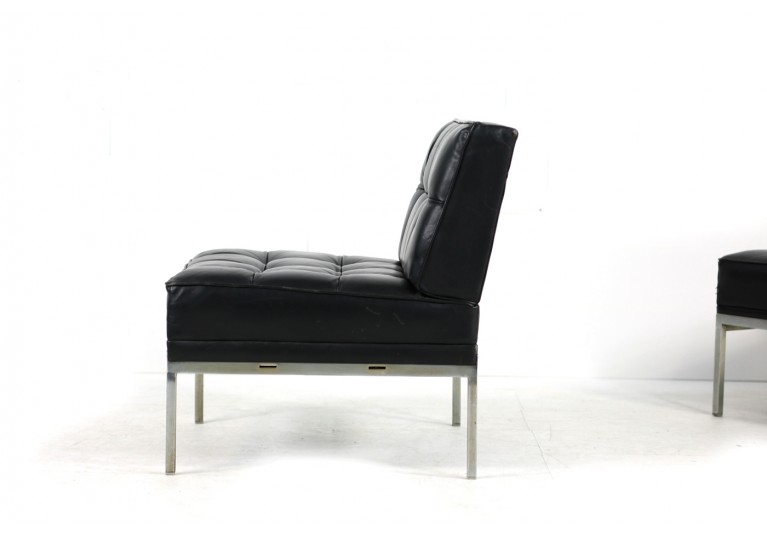 Pair of 1960s Johannes Spalt Constanze Leather Chairs Wittmann