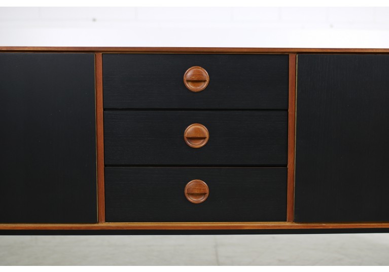 60er Teak Sideboard, Fristho, Metall & Messing, Mid Century Modern