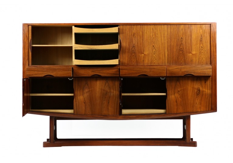 60er Palisander Sideboard, Highboard, Bar, Johannes Andersen, Hans Bech, Danish modern, 50er Jahre, Rosewood Cabinet
