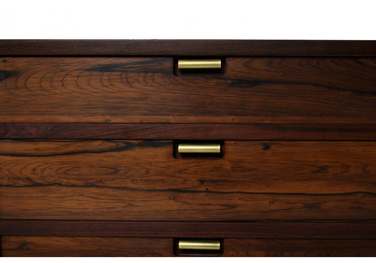 60er Kommode, Paliander, Rosewood, Chest of drawers, danish modern, brass, 1960s, 50er