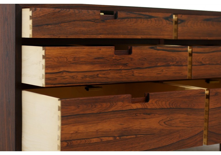 60er Kommode, Paliander, Rosewood, Chest of drawers, danish modern, brass, 1960s, 50er