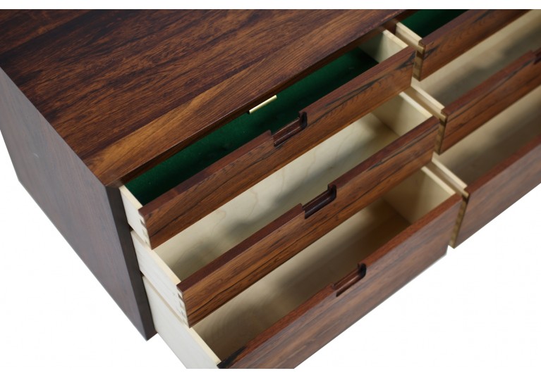 60er Kommode, Paliander, Rosewood, Chest of drawers, danish modern, brass, 1960s, 50er