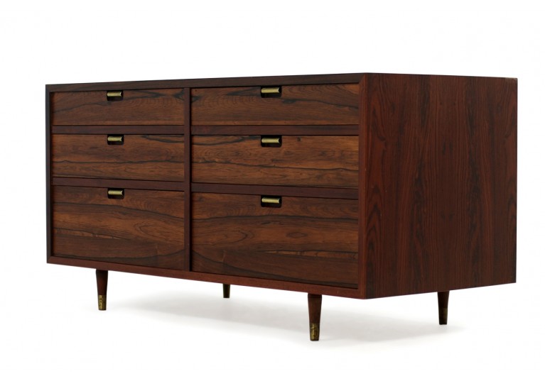 60er Kommode, Paliander, Rosewood, Chest of drawers, danish modern, brass, 1960s, 50er