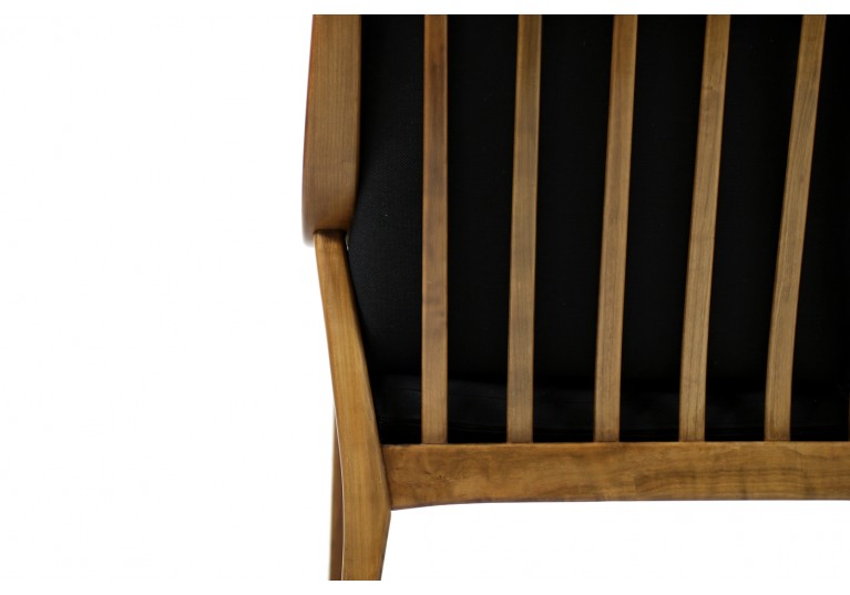 60er Buche Sofa, Boomerang, Couch, Webstoff schwarz