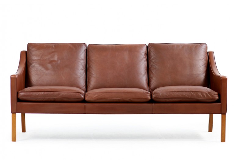 60er Ledersofa, Borge Mogensen, Model 2209, Fredericia Denmark, Sofa