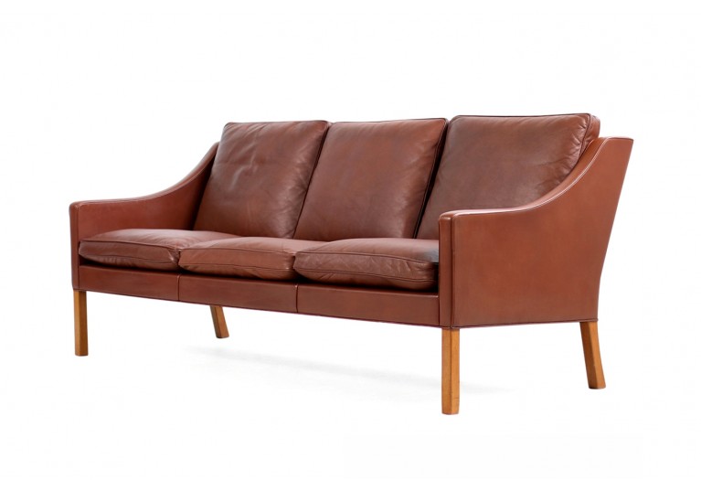 60er Ledersofa, Borge Mogensen, Model 2209, Fredericia Denmark, Sofa