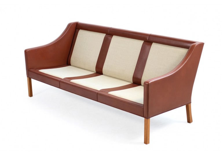 60er Ledersofa, Borge Mogensen, Model 2209, Fredericia Denmark, Sofa