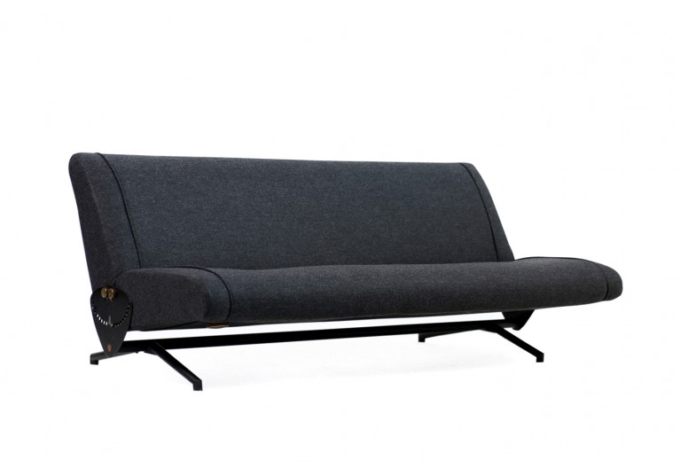 60er Osvaldo Borsani D70 Sofa, Messing, Tecno Italy, Bezug Wolle grau