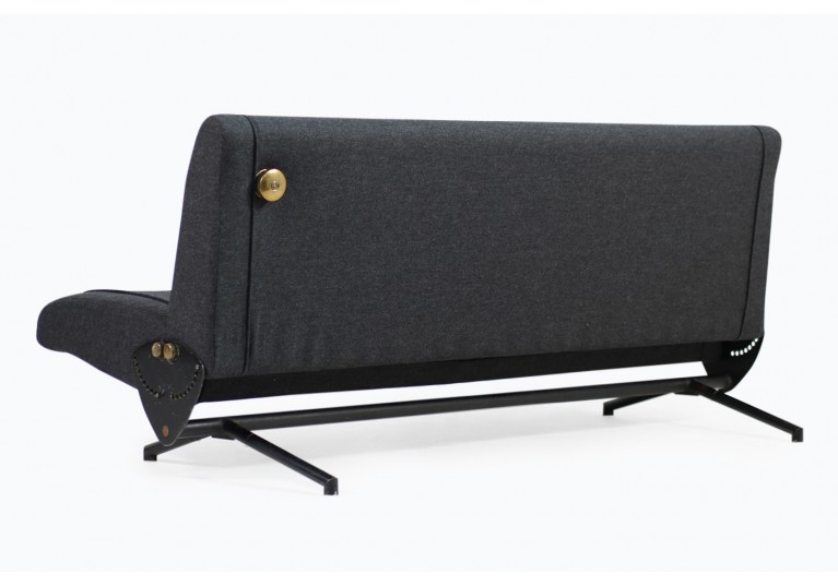 60er Osvaldo Borsani D70 Sofa, Messing, Tecno Italy, Bezug Wolle grau