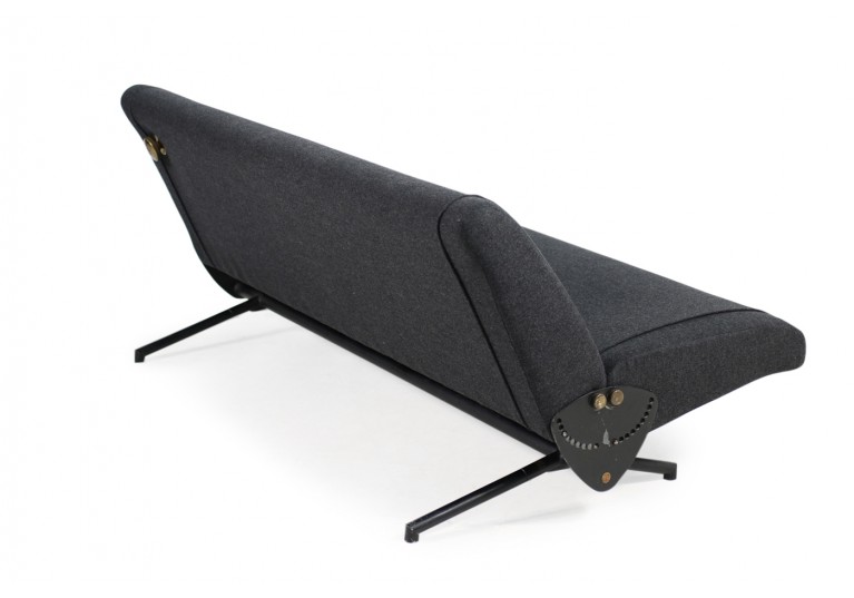 60er Osvaldo Borsani D70 Sofa, Messing, Tecno Italy, Bezug Wolle grau