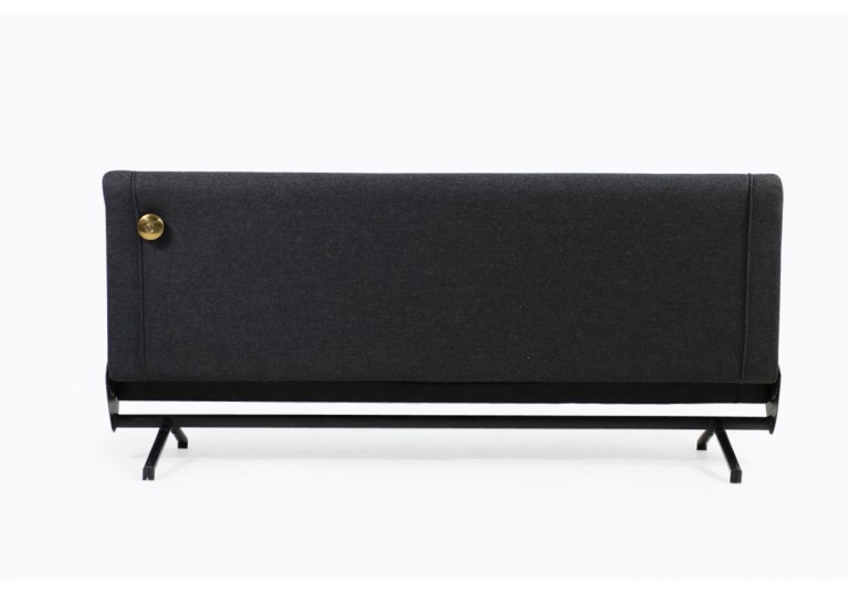 60er Osvaldo Borsani D70 Sofa, Messing, Tecno Italy, Bezug Wolle grau