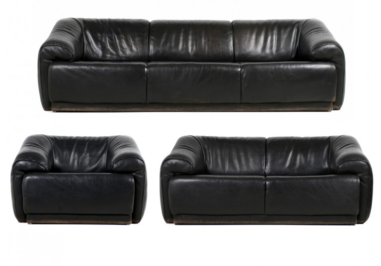 70er Lounge Leder Sofa, de sede style, buffalo leather