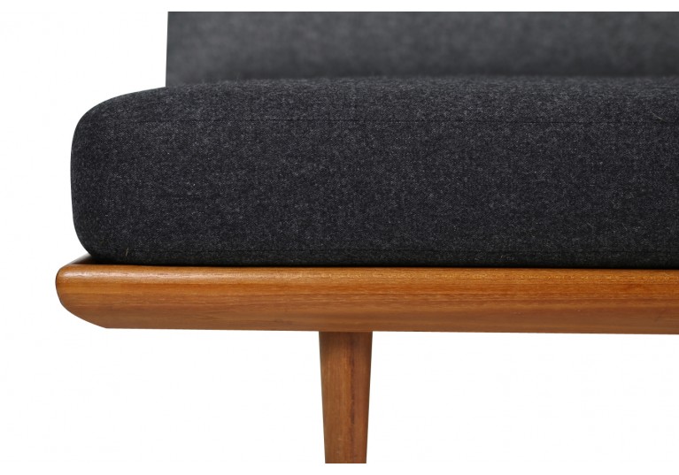 60er Teak Sofa, Peter Hvidt, danish modern, Daybed, Neubezug grau