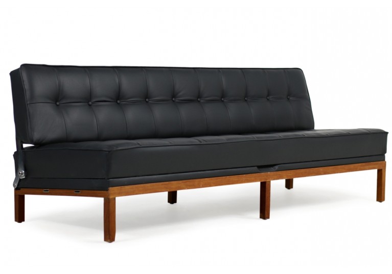 60er Sofa, Daybed, Johannes Spalt für Wittmann, Model Constanze, Teak und Leder