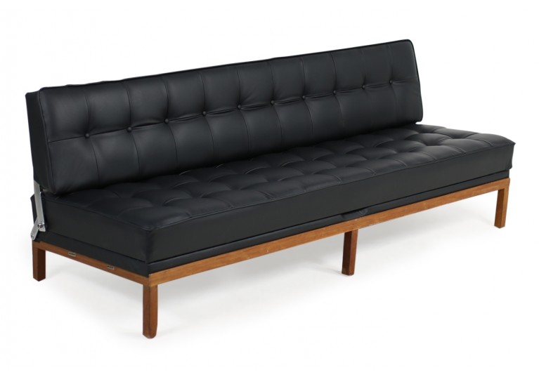 60er Sofa, Daybed, Johannes Spalt für Wittmann, Model Constanze, Teak und Leder