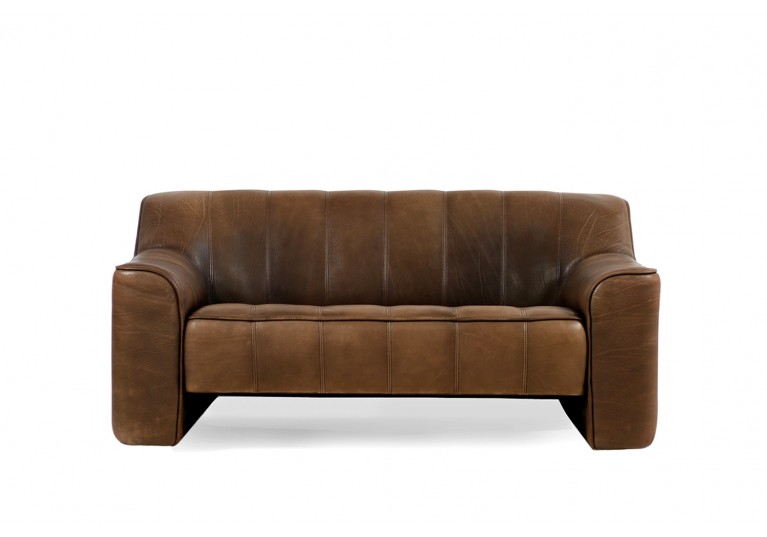 70er Ledersofa, Büffelleder, De Sede DS 44, 2-Sitzer
