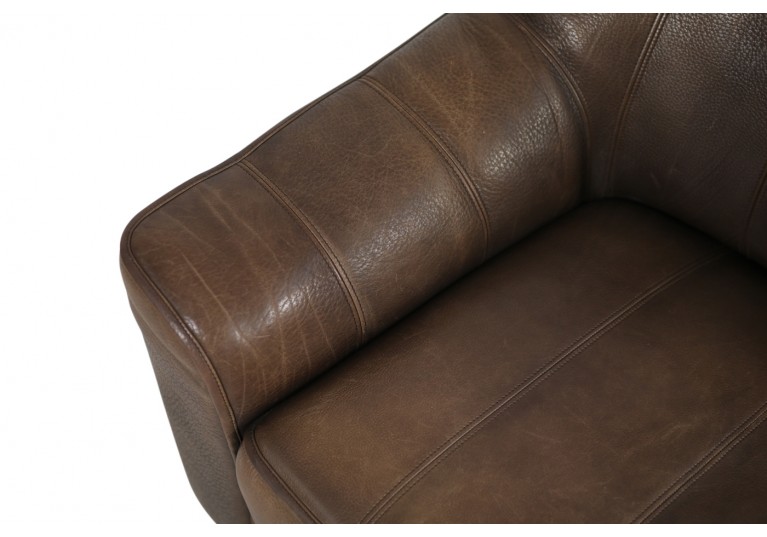 70er Ledersofa, Büffelleder, De Sede DS 44, 2-Sitzer
