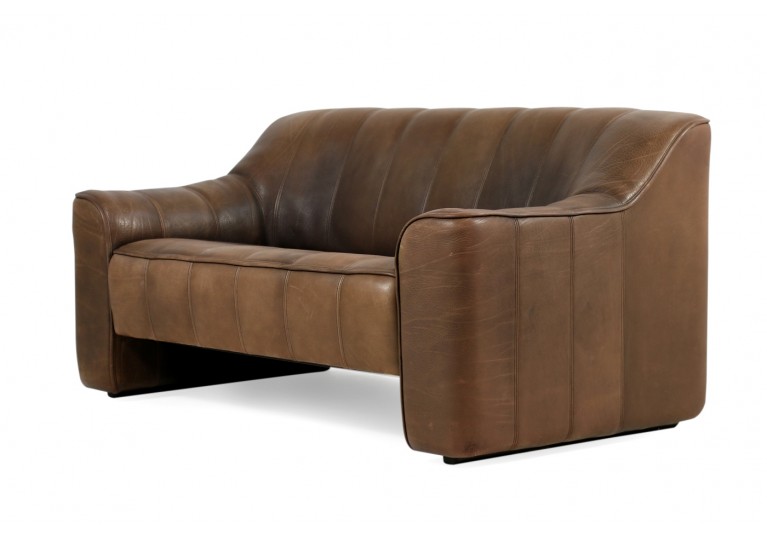 70er Ledersofa, Büffelleder, De Sede DS 44, 2-Sitzer