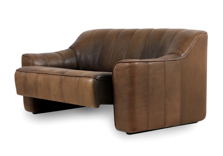 70er Ledersofa, Büffelleder, De Sede DS 44, 2-Sitzer