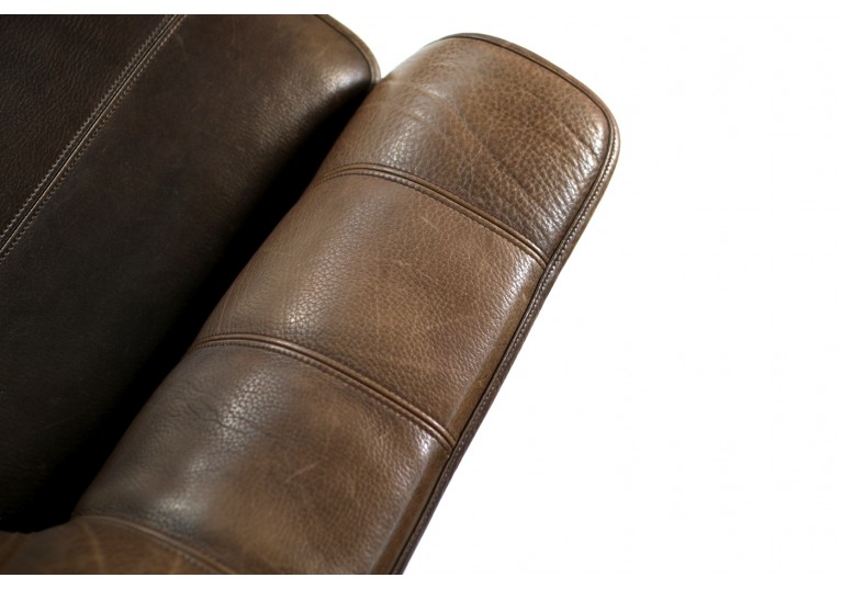 70er Ledersofa, Büffelleder, De Sede DS 44, 3-Sitzer