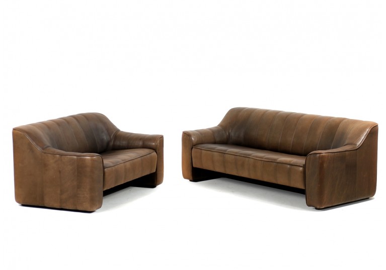 70er Ledersofa, Büffelleder, De Sede DS 44, 3-Sitzer