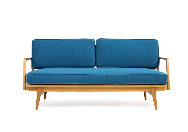 50er Daybed, Knoll Antimott, ES, Eugen Schmidt, Mid century modern, 60er, petrol, buche, extendable sofa 