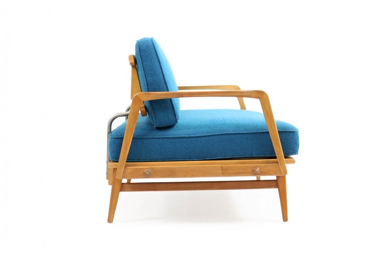 50er Daybed, Knoll Antimott, ES, Eugen Schmidt, Mid century modern, 60er, petrol, buche, extendable sofa 