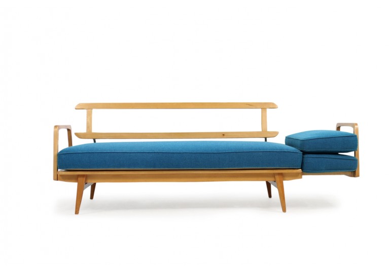 50er Daybed, Knoll Antimott, ES, Eugen Schmidt, Mid century modern, 60er, petrol, buche, extendable sofa 