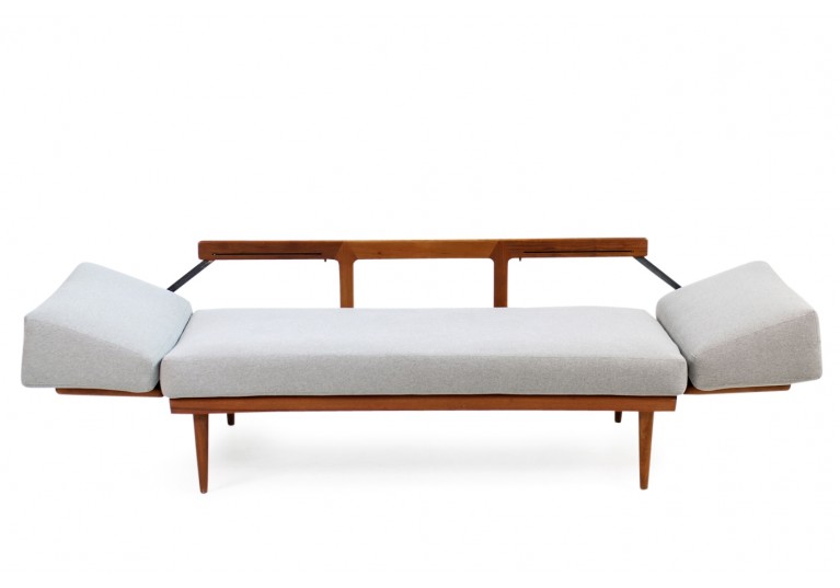 60er Teak Sofa, Daybed, Peter Hvidt, Model 451, France & Son Denmark, Geflecht, teak & cane daybed