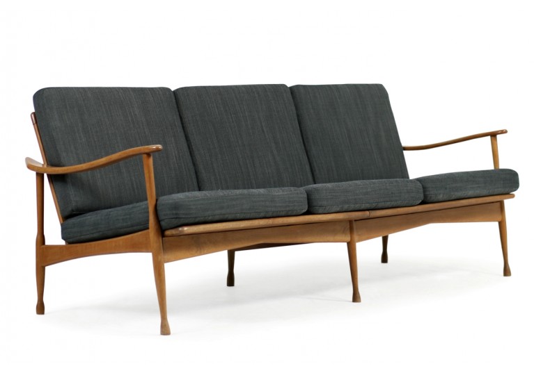 1950s Italian Mid Century Organic Lounge Sofa Beechwood