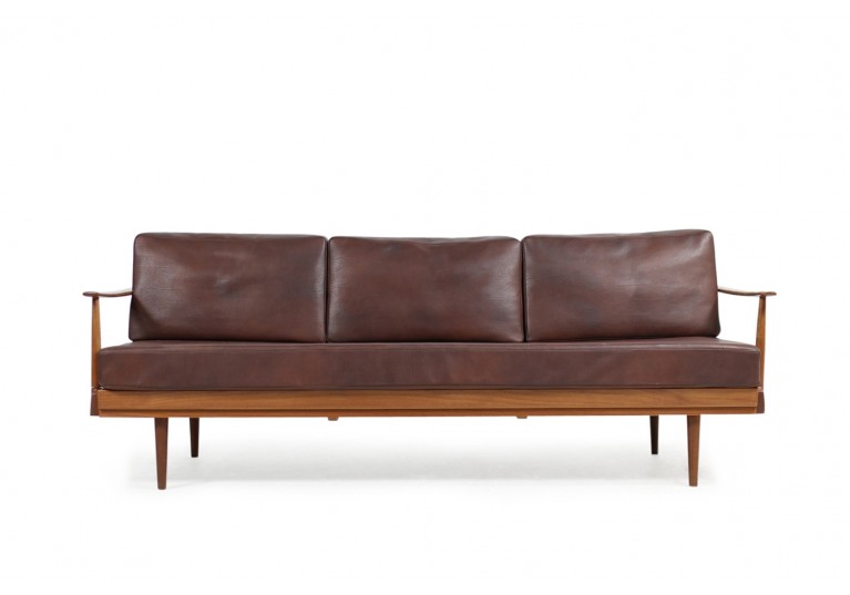 60er Teak Easy Chairs, Teak & Leder, Sessel, Knoll Antimott, Germany, 50er 