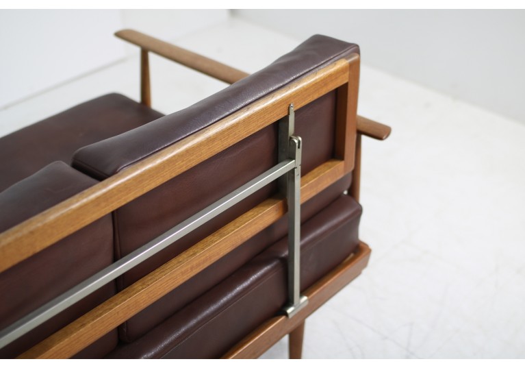 *SOLD* Rare 1960s Knoll Antimott Daybed, Teak & Leather Sofa