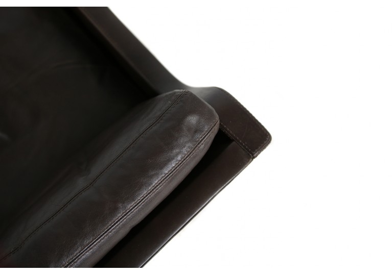 1960s Kai Lyngfeldt Larsen Oak & Brown Leather Sofa Soren Willadsen